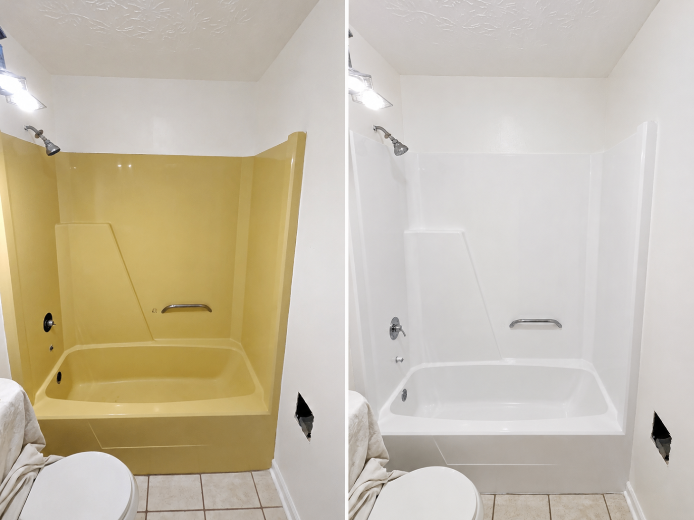 One-Piece Tub/Shower Refinish — Before & After