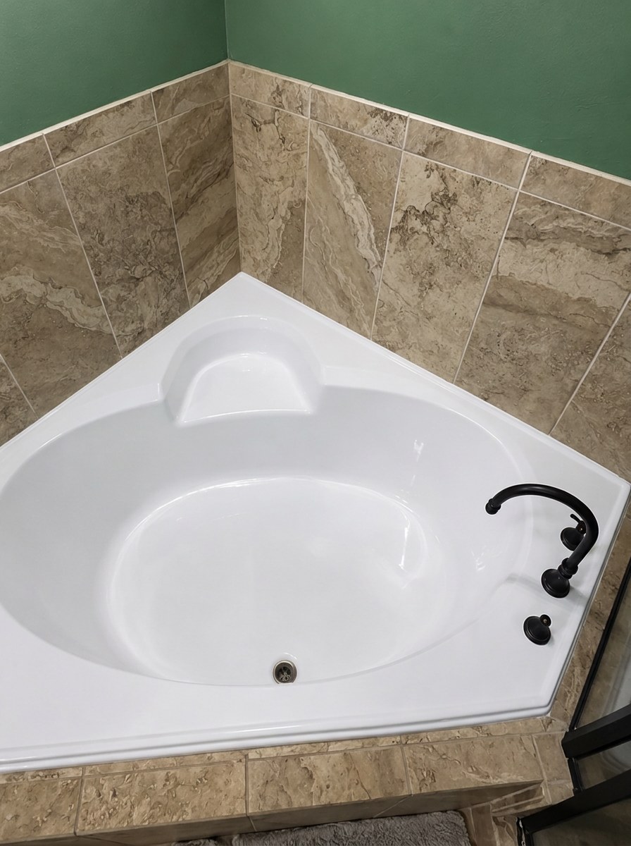 Corner jetted tub — Zero-VOC restoration — after
