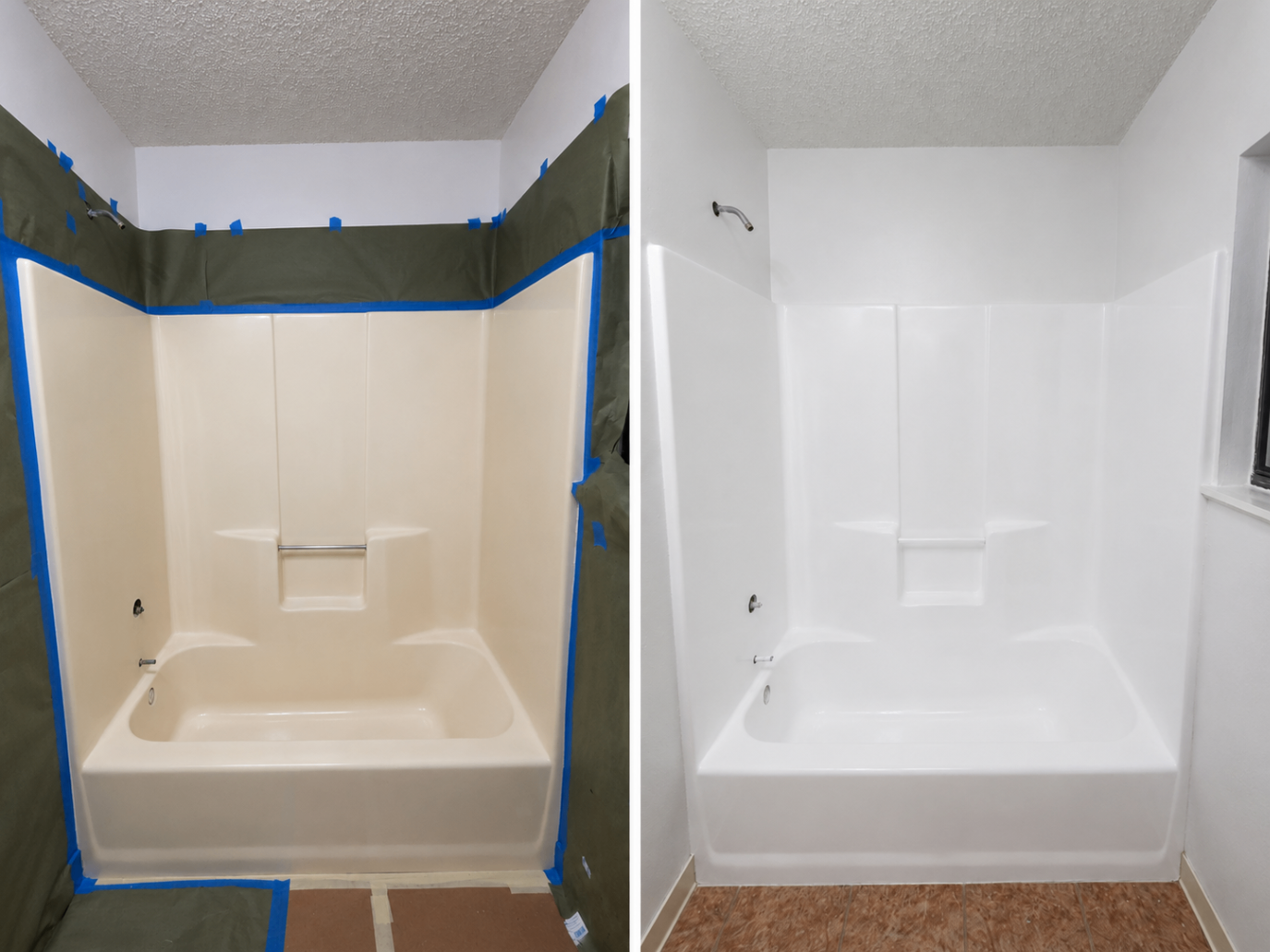 Fiberglass Tub Surround Refinish — Before & After