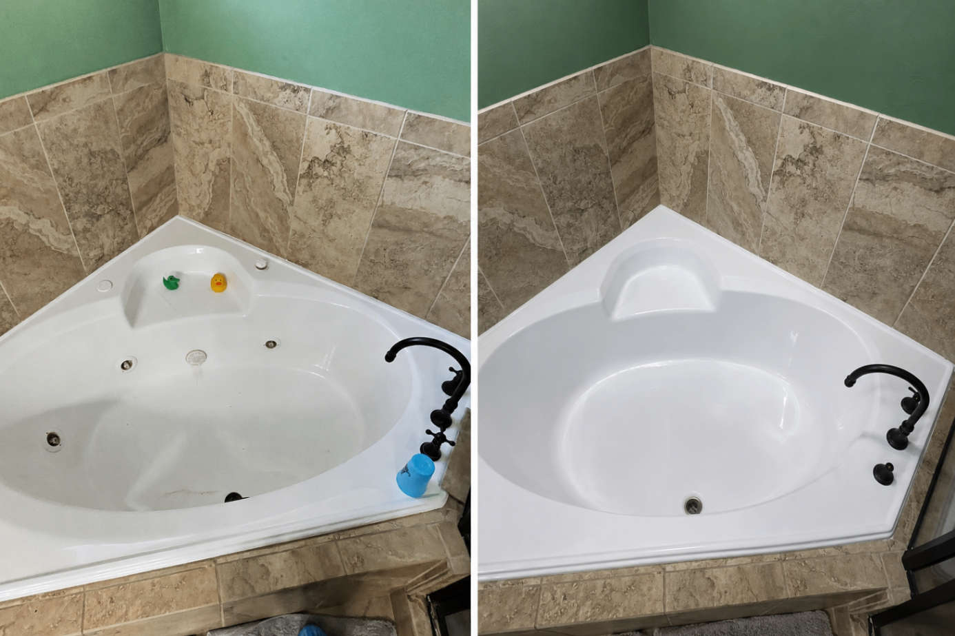 Corner Jetted Tub Refinish — Before & After